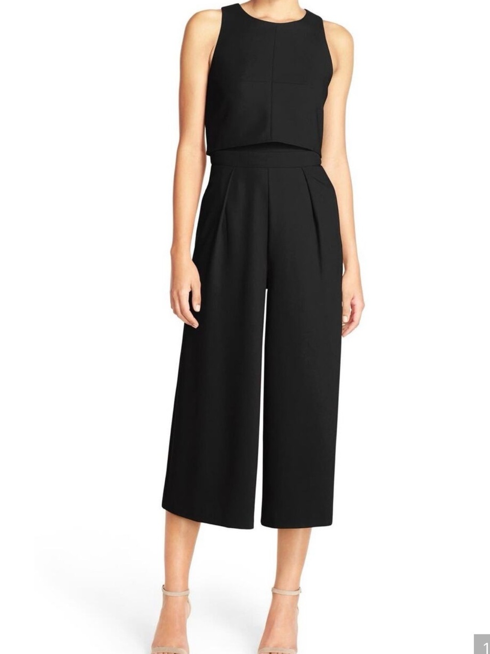 Chelsea & Violet Black Cropped Wide-Leg Jumpsuit